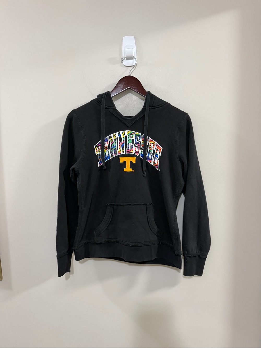 Women's KA Univ of Tennessee Black Pullover Hoodie with Multicolor Arch Logo